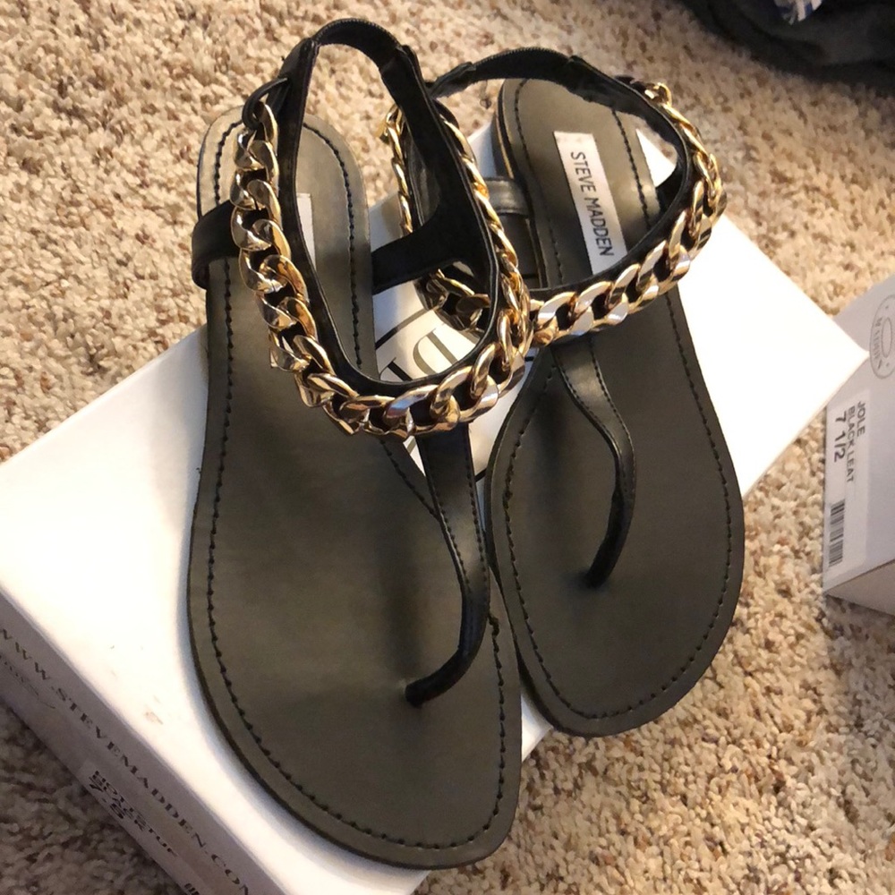 Black and gold Steve Madden sandals